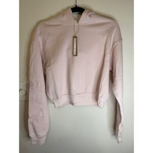 Skims Cotton Fleece Shrunken Hoodie Barely Pink Size L NWT